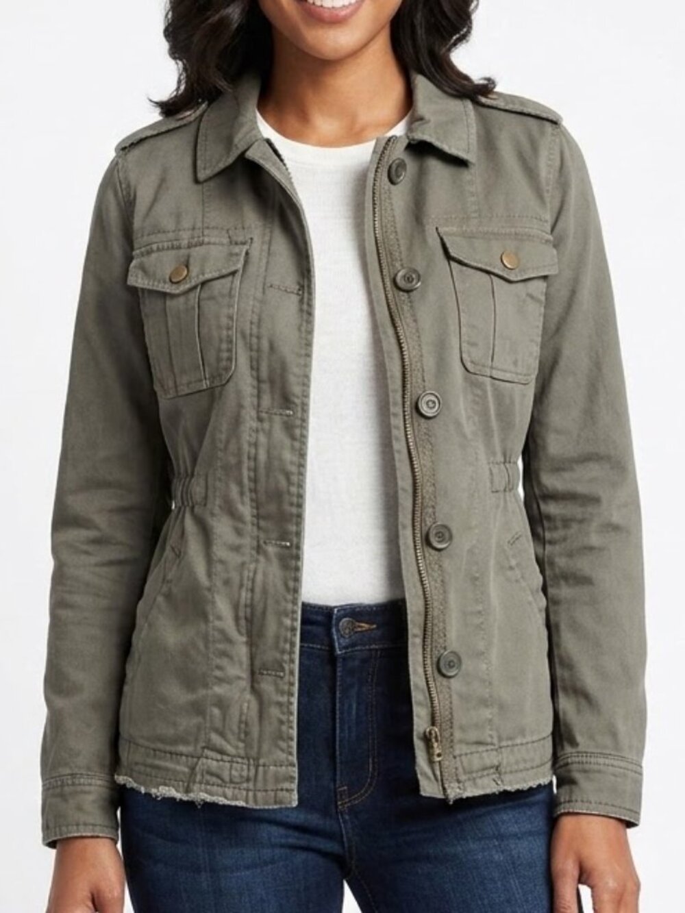 Sky and Sparrow Cotton Military Style Olive Fringe Utility Jacket Gorpcore XS